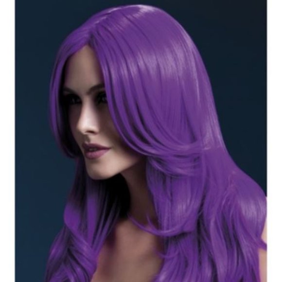 Long Women Purple Wavy Synthetic Hair Full Wig